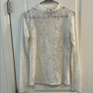 Express White Lace Long Sleeve Blouse